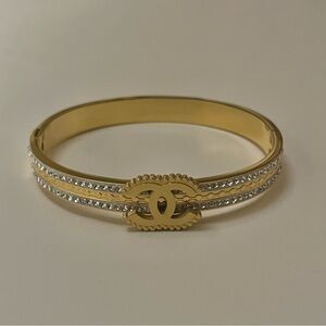 Gold-tone Crystal Cuff Fashion Bracelet
